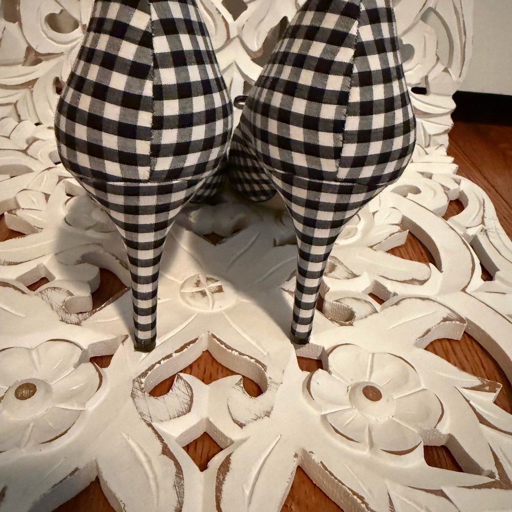 J. Crew Black and White 3inch Gingham Heels - Picture 2 of 5